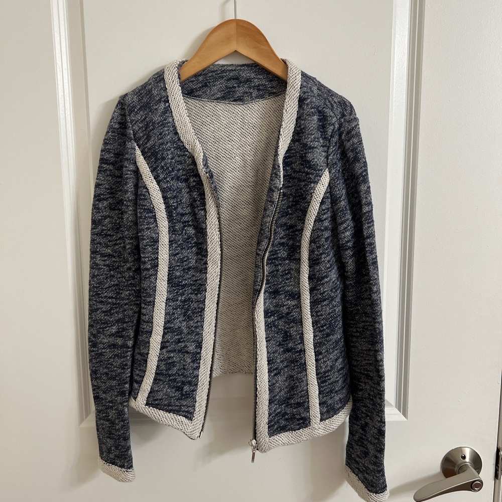 XXS Marled Blue Zip-up Sweater Jacket